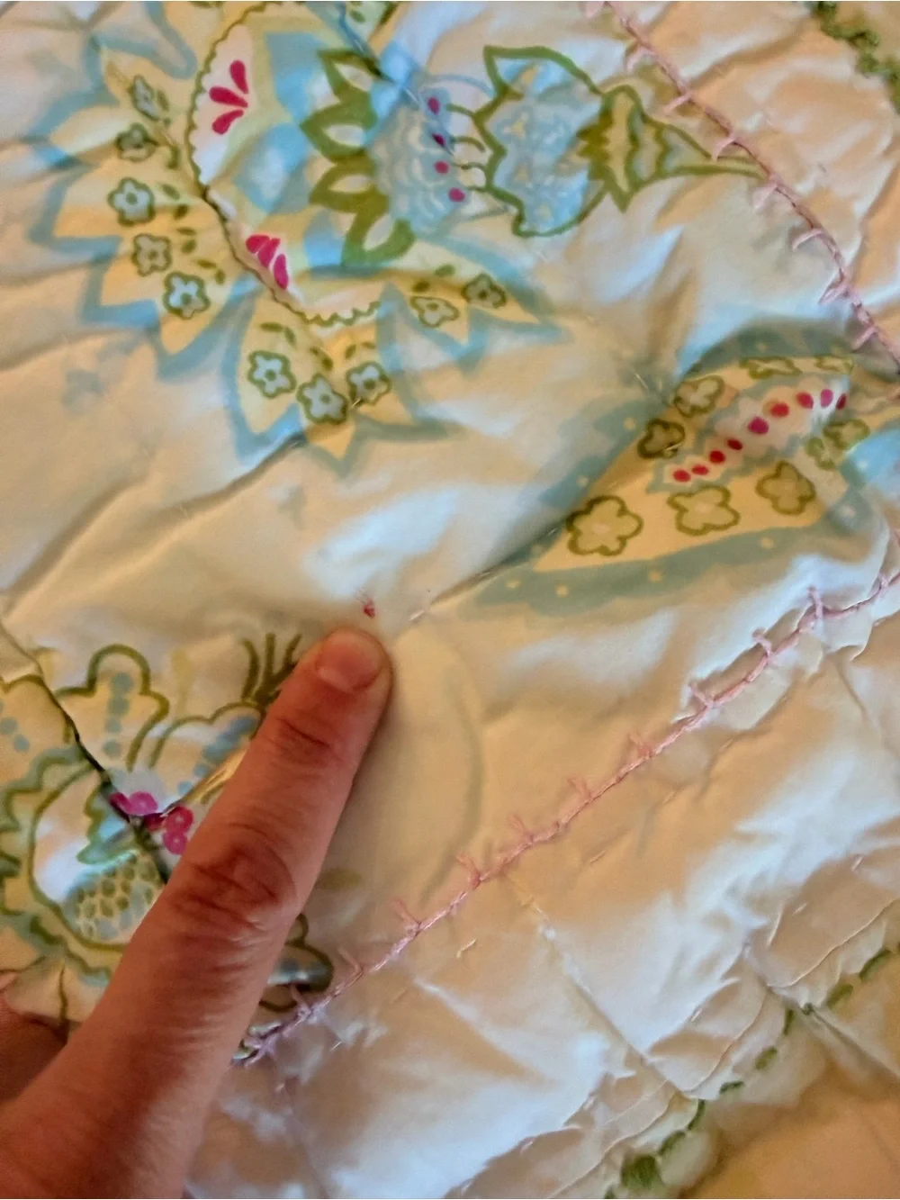 Set of 2 VTG Pottery Barn Kids Floral Quilted Pillow Shams 2006 Blue Standard